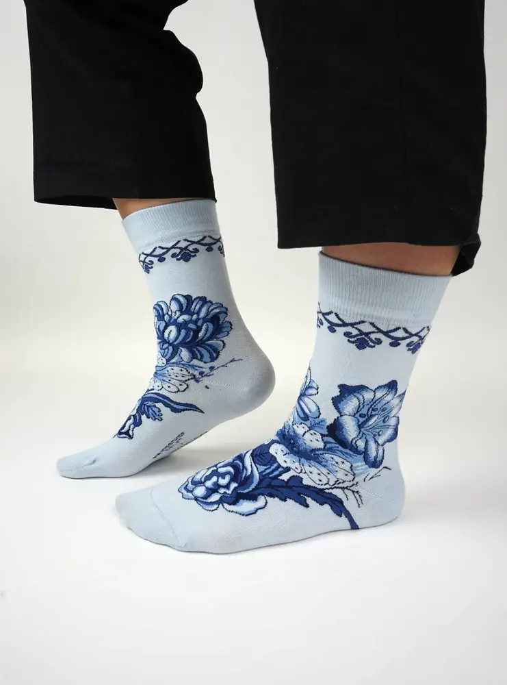 Kunstsokken Delfts Blauw Bloemen Kunstsokken Delfts Blauw Bloemen