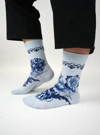 Kunstsokken Delfts Blauw Bloemen Kunstsokken Delfts Blauw Bloemen