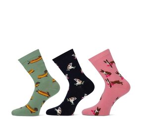 Teckel 3-Paar Dames Sokken - Dogs - Limited Edition Teckel 3-Paar Dames Sokken - Dogs - Limited Edition