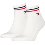 Tommy Hilfiger Unisex Quarter Socks Zwart of Wit – Vintage Look – 2‑Pack
