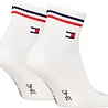 Tommy Hilfiger Unisex Quarter Socks Zwart of Wit – Vintage Look – 2‑Pack
