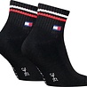 Tommy Hilfiger Unisex Quarter Socks Zwart of Wit – Vintage Look – 2‑Pack