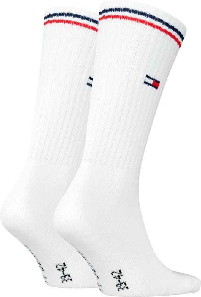 Tommy Hilfiger Lifestyle Crew Sokken Zwart of Wit – Unisex – 2‑Pack – Biologisch Katoen & Halve Badstof Zool