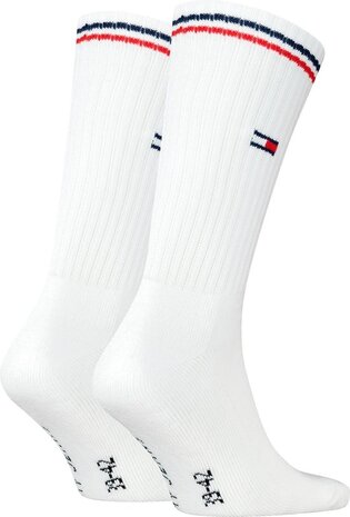 Tommy Hilfiger Lifestyle Crew Sokken Zwart of Wit – Unisex – 2‑Pack – Biologisch Katoen & Halve Badstof Zool