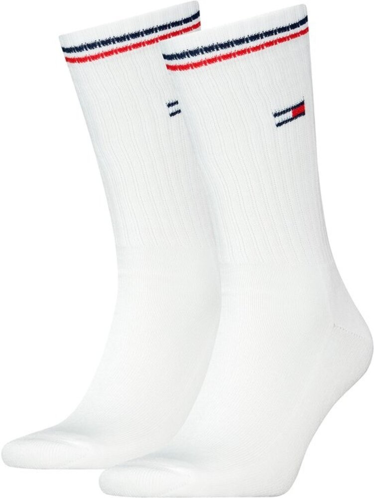 Tommy Hilfiger Lifestyle Crew Sokken Zwart of Wit – Unisex – 2‑Pack – Biologisch Katoen & Halve Badstof Zool
