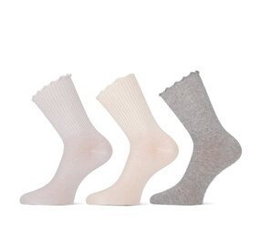 Teckel 3-Paar Dames Sokken  Ruffle top