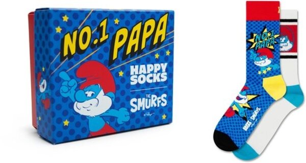 Happy Socks Happy Socks Smurfs Gift Box – Vaderdag Cadeau | 2-Paar Heren Sokken