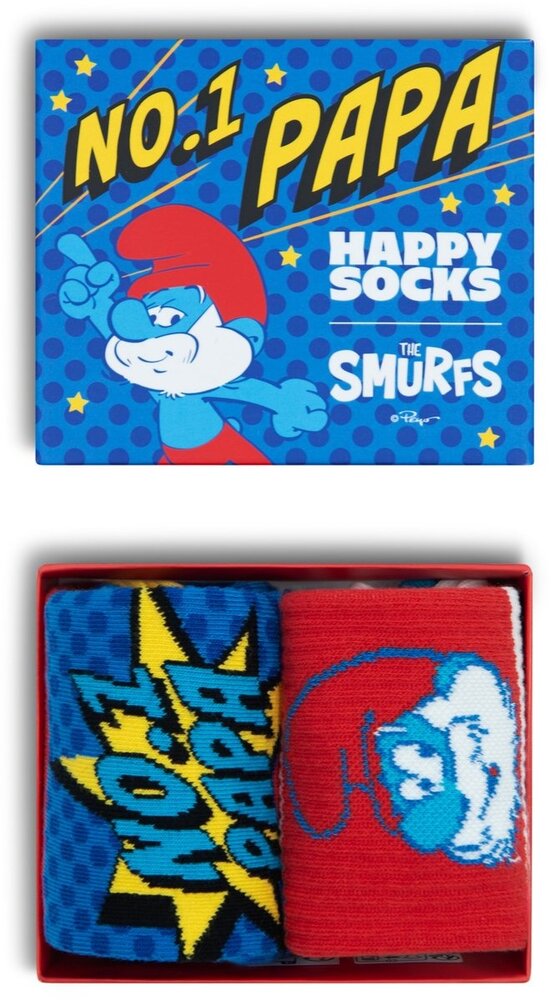 Happy Socks Happy Socks Smurfs Gift Box – Vaderdag Cadeau | 2-Paar Heren Sokken