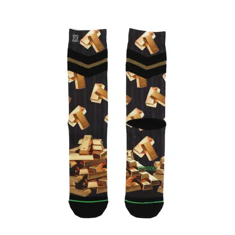 Xpooos Goldbar | Luxe Herensokken met Goudstaaf Print Xpooos Goldbar | Luxe Herensokken met Goudstaaf Print