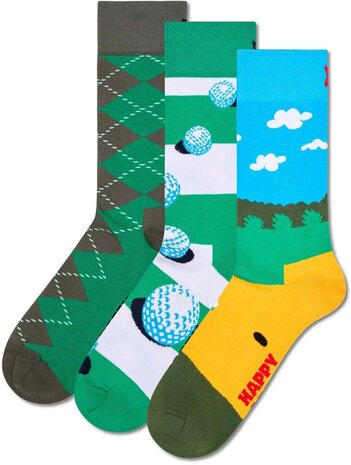 Happy Socks Golf 3‑Pack (41‑46) - Giftbox Happy Socks Golf 3‑Pack (41‑46) - Giftbox
