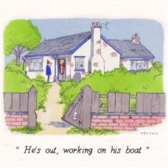Peyton Greetings Card - Hes Out...Boat