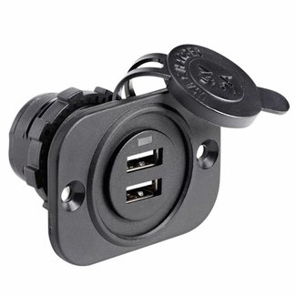 Pirates Cave Value Waterproof Double Recessed USB Socket 12/24V