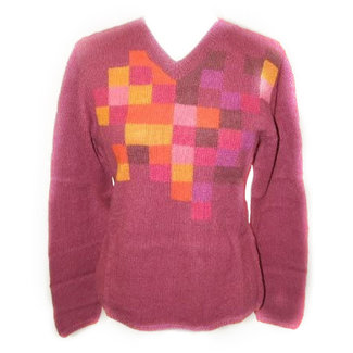 Alpaca Alpaca Alger Womens V Neck Sweater Raspberry