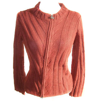 Alpaca Alpaca Azar Womens Zip Cardigan Orange/Red