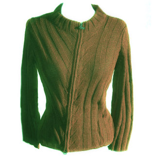 Alpaca Alpaca Azar Womens Zip Cardigan Green
