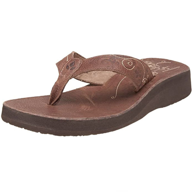 brown reef flip flops womens