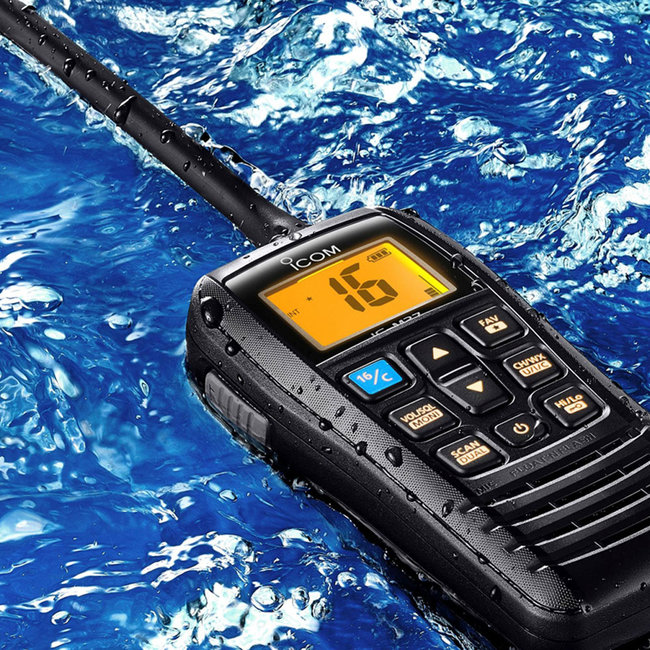 ICM37E Buoyant Marine Handheld VHF Radio Pirates Cave Chandlery
