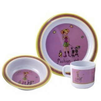 Pirates Cave Value Fashion Girl Melamine Set Bowl, Plate & Cup