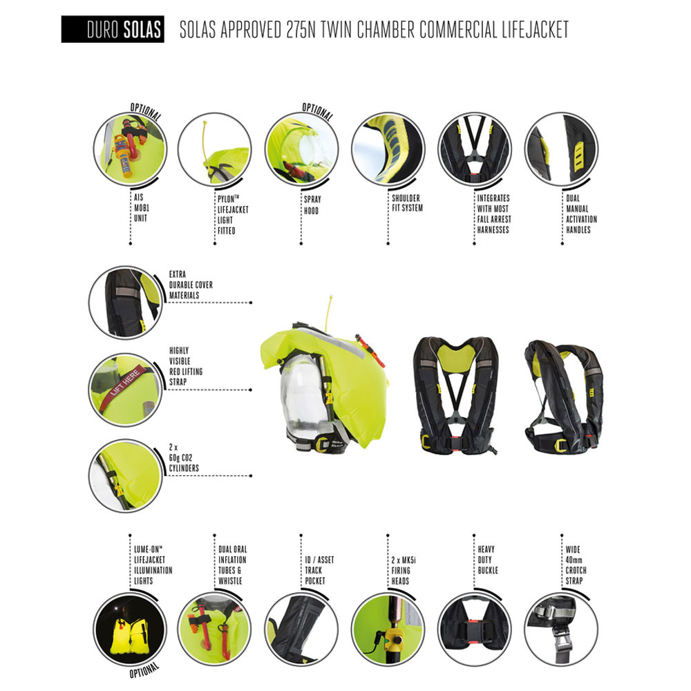 Spinlock Deckvest Duro SOLAS Approved 275N Automatic Life Jacket