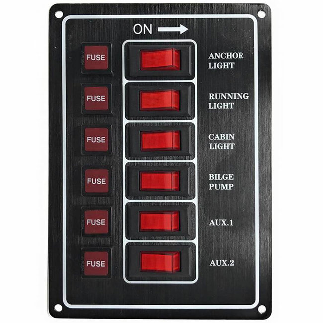 6 Position Switch Panel Black