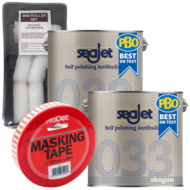 Seajet Shogun 033 Antifoul 2.5L (x2) + FREE Roller Pack & Masking Tape