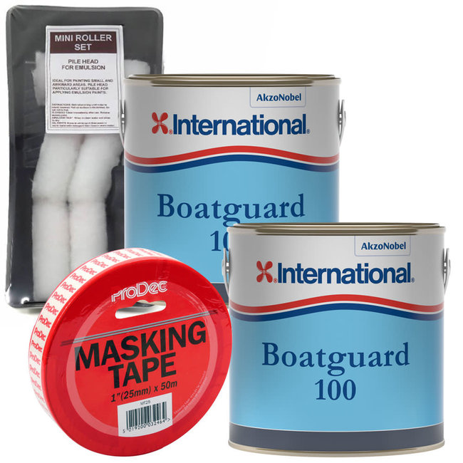 International Boatguard Antifoul 2.5L (x2) + FREE Roller Pack & Masking Tape