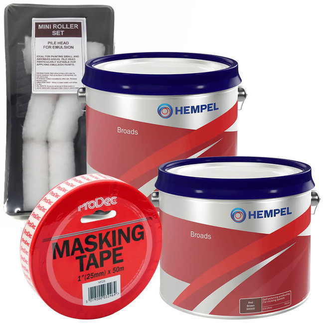 Hempel Broads Antifoul 2.5L (x2) + FREE Roller Pack & Masking Tape