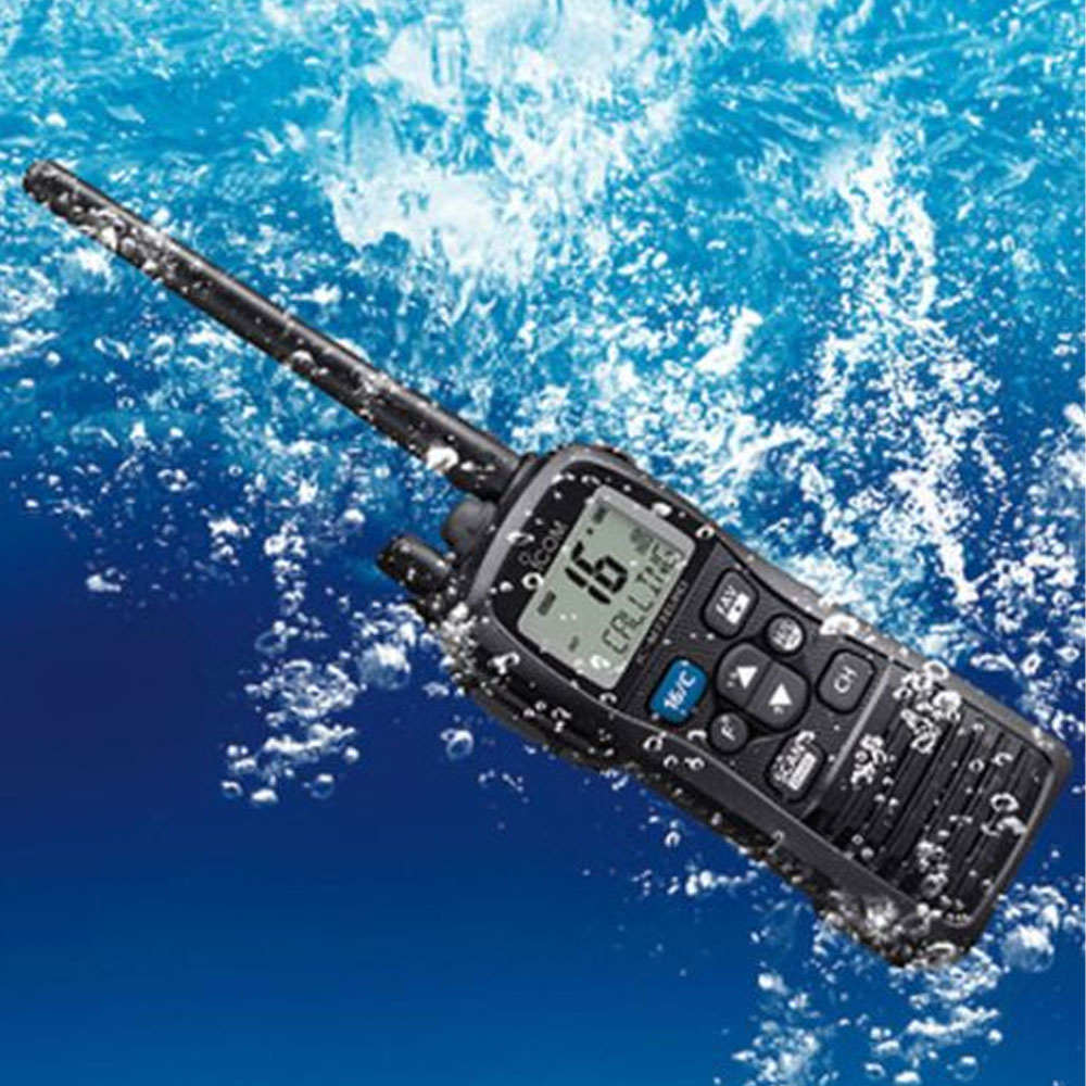 ICM73EURO Handheld Waterproof VHF Radio Pirates Cave Chandlery