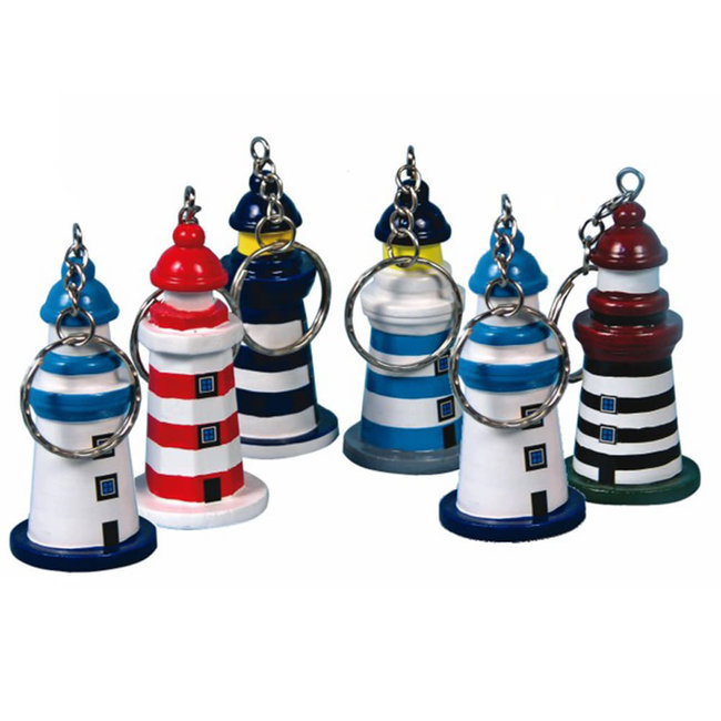 Wooden Lighthouse Keyrings 6cm
