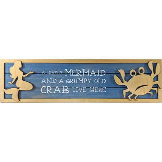 Nauticalia Mermaid & Crab Live Here Sign