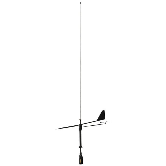 Supergain Black Swan 860mm Universal VHF Antenna S/S Whip With Wind Indicator