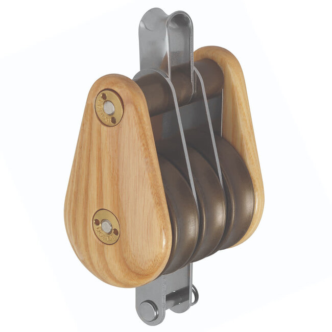 Barton Classic Wooden Victory Triple Fixed Eye & Becket Block