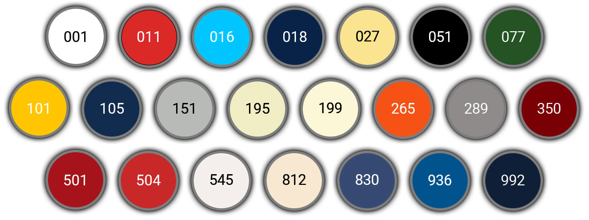 International Toplac Plus Paint Colour Chart