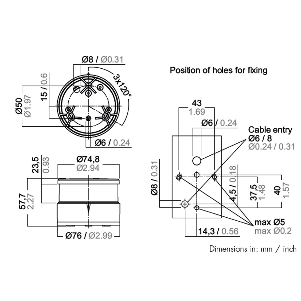 50m Aqua Signal Series 34 LED All Round White Navigation Light
