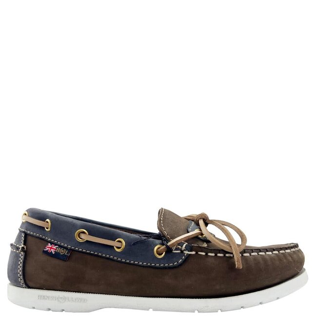 Henri Lloyd Leaf Mens Deck Shoe Dark Brown/Denim Blue - Size 4 (34)