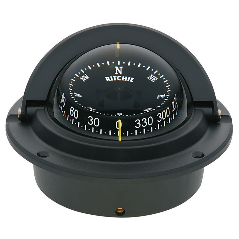 Ritchie Voyager F-83 Direct Read Flush Mount Compass: 12V - Wheelmark Approved Black