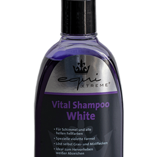 antwoord Ideaal Beroep Equixtreme Vital shampoo white witte paarden 300ml, Ruiterkoopjes.be