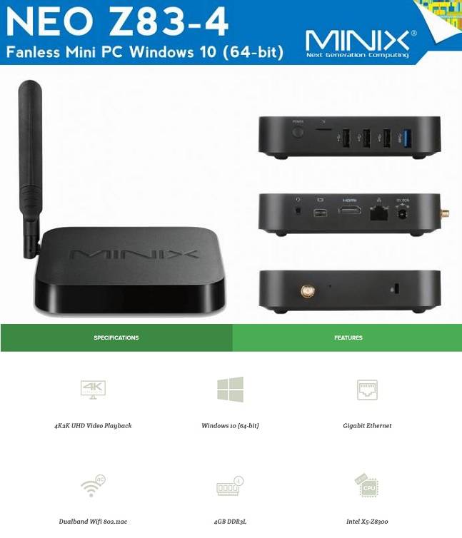 IFA 2016: MINIX NEO Z83-4 MINI PC met Windows 10