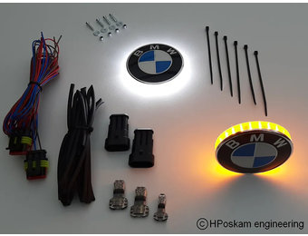 HPoskam BMW led embleem knipperlichten met witte dagrijverlichting (DRL) 70 mm (set)