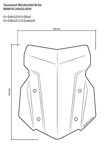 Touratech windscreen medium- BMW R1250GS/ R1250GS Adventure/ R1200GS (LC)/ R1200GS Adventure (LC)