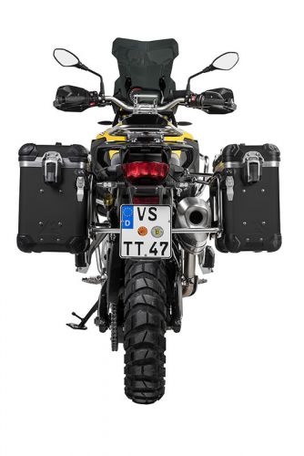 Touratech Zega Evo Aluminium koffersysteem BMW F850GS/ F850GS Adventure/ F750GS ZEGA Evo aluminium koffersysteem, "And-S" 31/38 liter met RVS bagagedrager - BMW F850GS/ F850GS Adventure/ F750GS