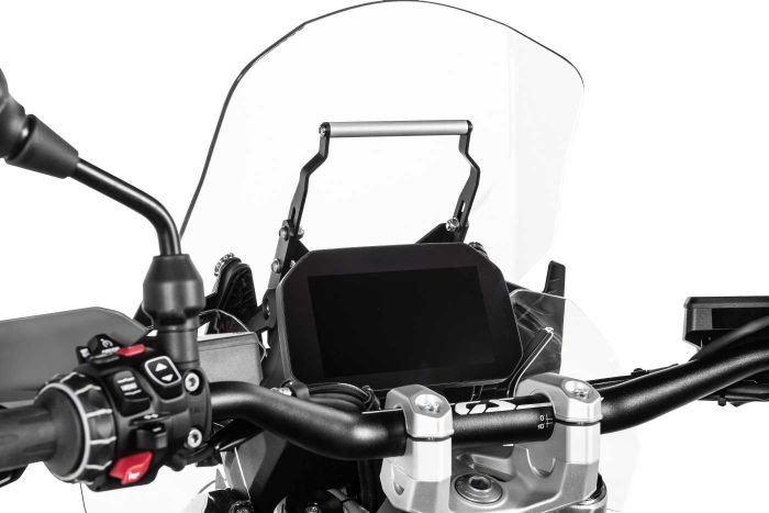Touratech GPS handlebar bracket above the instruments, height-adjustable for BMW R1300GS
