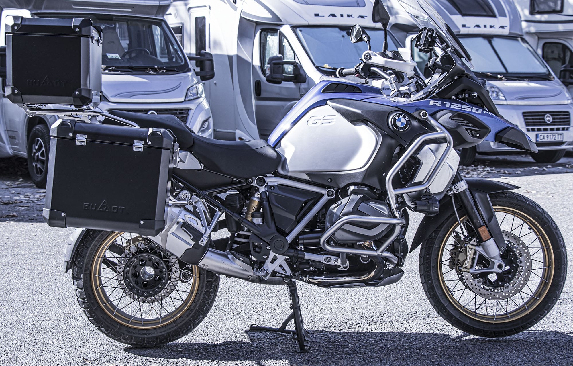 BUMOT Defender EVO Pannier set for OEM side racks – BMW R1200 / R1250 GSA LC