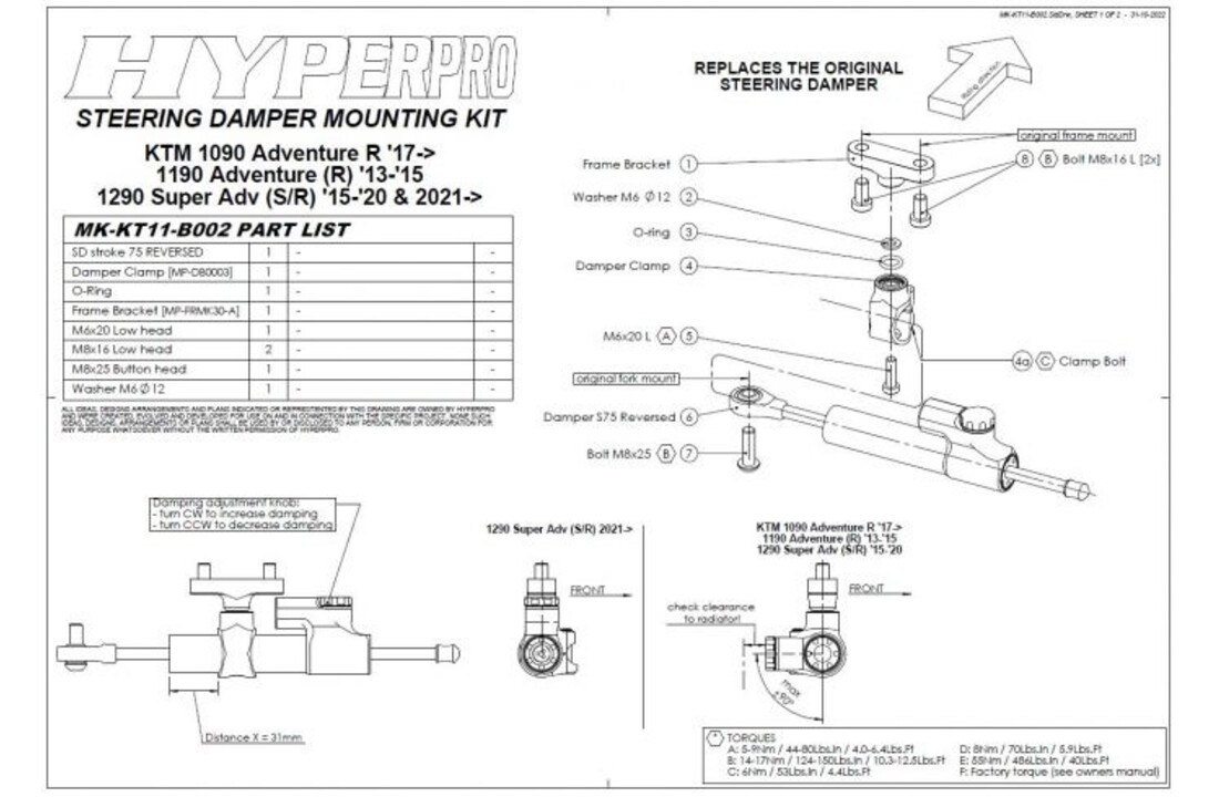 Touratech - Adjustable Steering Damper + mountingkit - KTM 1090/1190/1290
