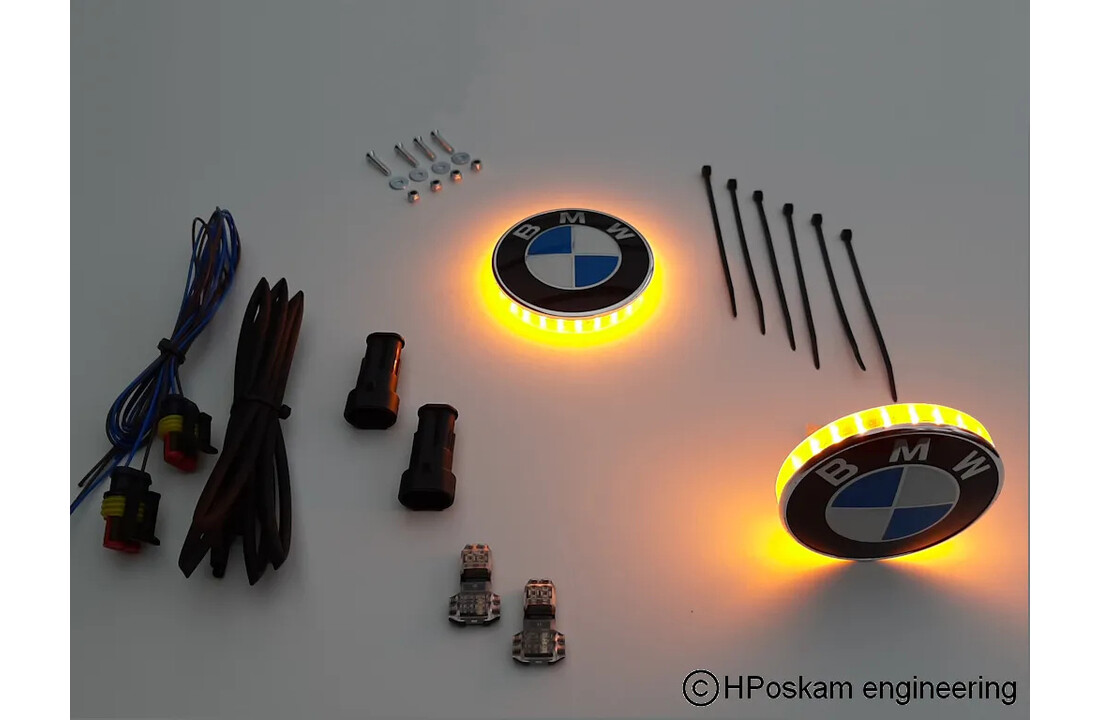 HPoskam BMW led embleem knipperlichten + DRL 56 mm (set)