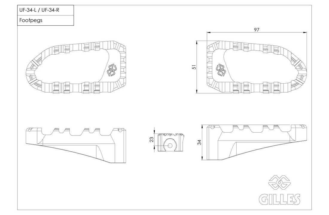 Gilles Tooling - Pro-X Enduro Footpegs (black) - Suzuki V-strom