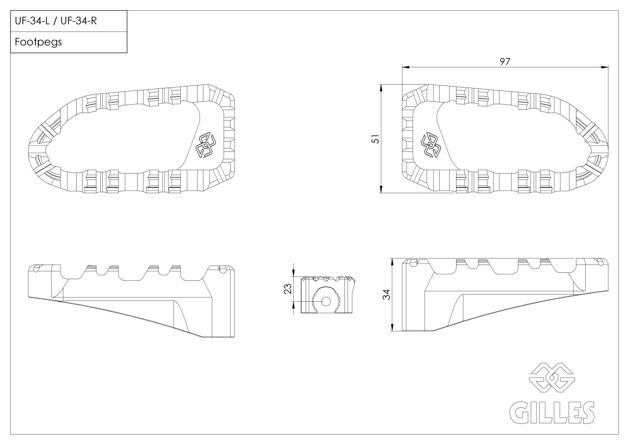 Gilles Tooling - Pro-X Enduro Footpegs (black) - Suzuki V-strom