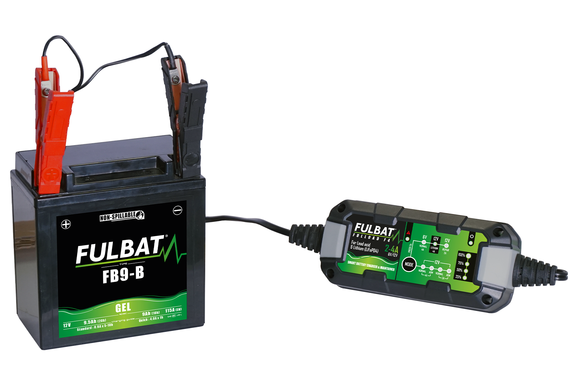 Fulbat FULLOAD F4 Automatic Battery Charger & Maintainer 6V/12V – 2A/4A