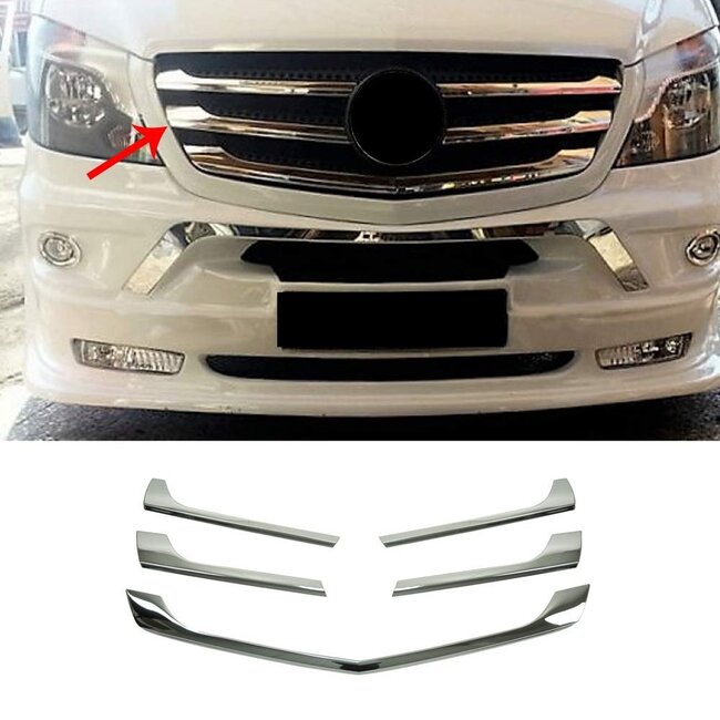 Mercedes-Benz Chrome grille lijsten voorgrill MB Sprinter W906 FL 5 delig