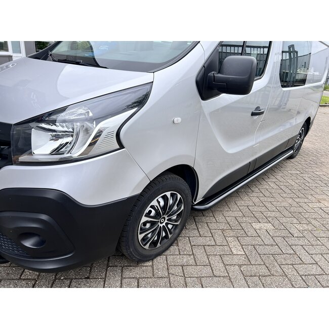 Opel Vivaro Renault Trafic Sidebars buis 60 mm met RVS trede Zwart gepoedercoat